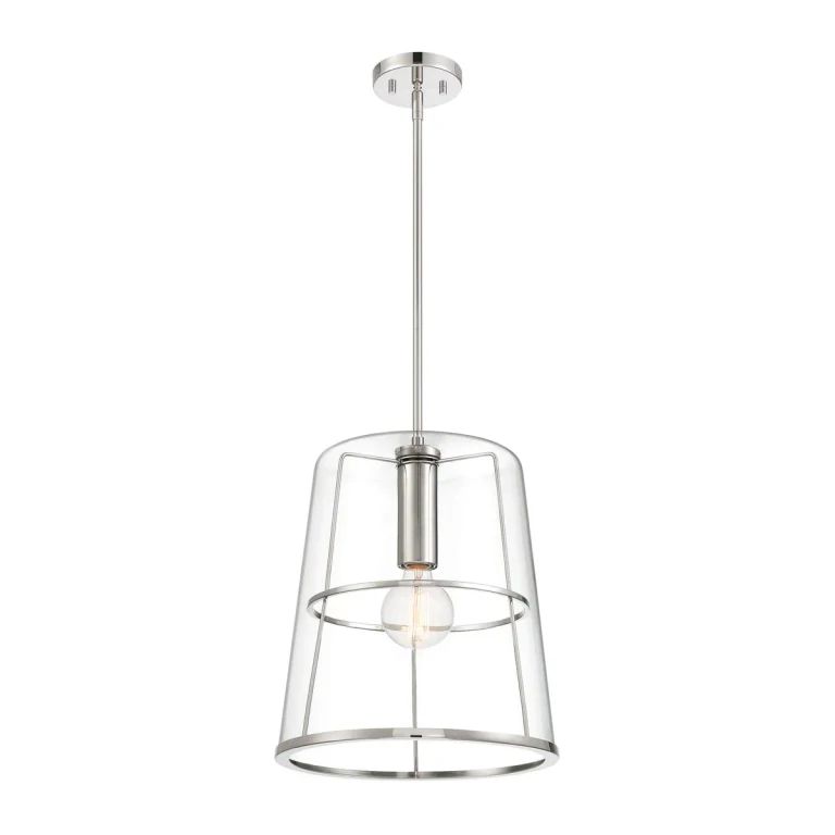 Polished Nickel One Light Pendant from the Alonzo Collection