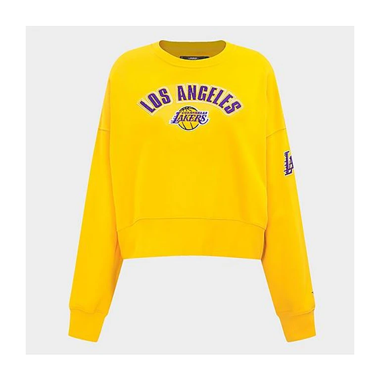 Pro Standard Women's Los Angeles Lakers NBA Classic Fleece Crewneck Sweatshirt in Yellow Size: XS