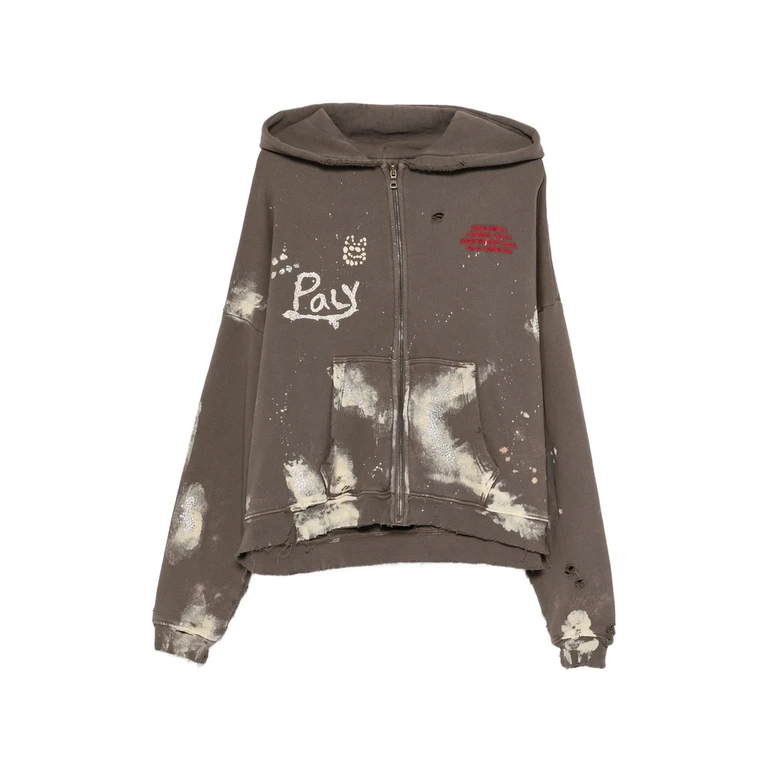Paly Hollywood Distressed Zip Hooded Sweatshirt