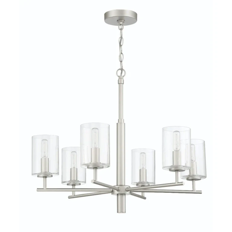 Satin Nickel Six Light Chandelier from the Hailie Collection