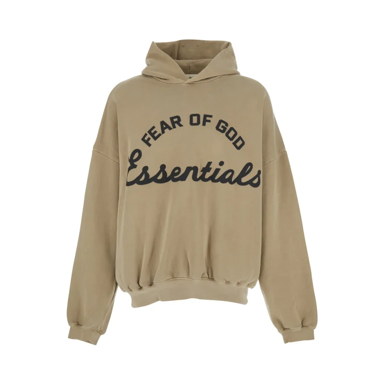 Fear of God Beige Hoodie With Fixed Hood And Maxi Logo Lettering On The Front In Cotton For Men