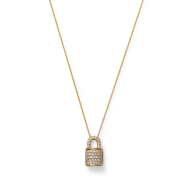 Roberto Coin 18K Yellow Gold Diamond Padlock Pendant Necklace, 16