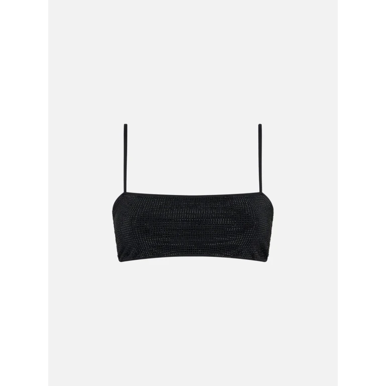MC2 Saint Barth Athena Black Bandeau Swimsuit Top With Rhinestones