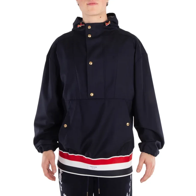 Thom Browne Navy Wool Oversized Anorak