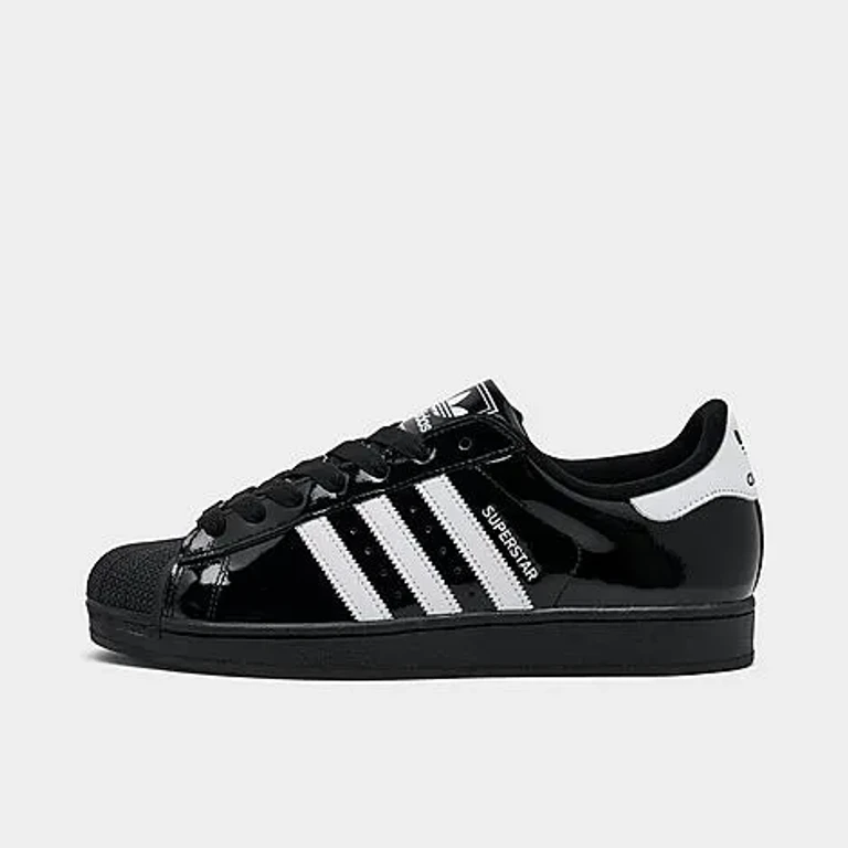 adidas Men's Originals Superstar II Patent Leather Casual Shoes in Core Black/Footwear White Size: 4.0