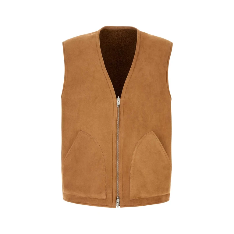 Camel Shearling Vest Honey Exterior: Giacche E Gilet - Men