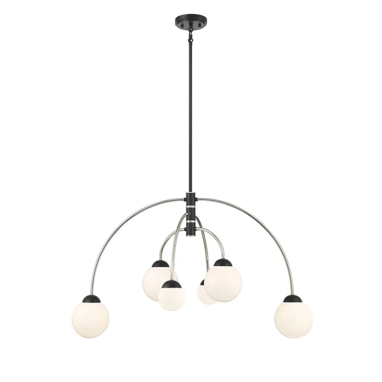 Trade Winds Candice 6-Light Chandelier in Matte Black with Polished Nickel