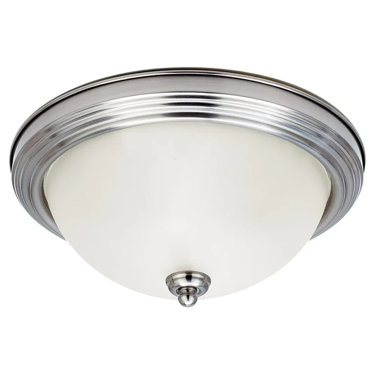 Brushed Nickel One Light Flush Mount from the Geary Collection