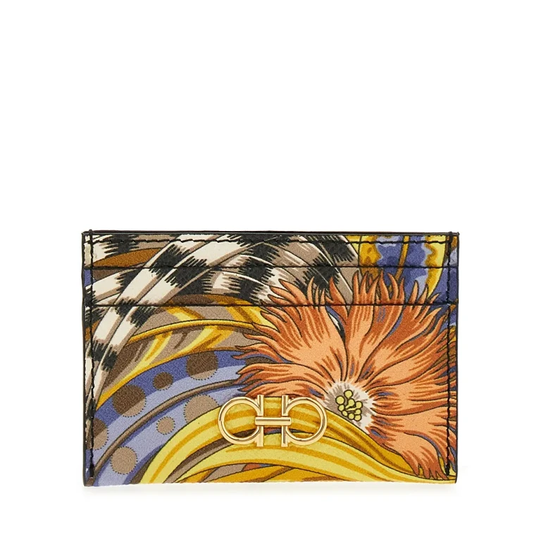 Ferragamo Gancini Foulard Leather Card Holder
