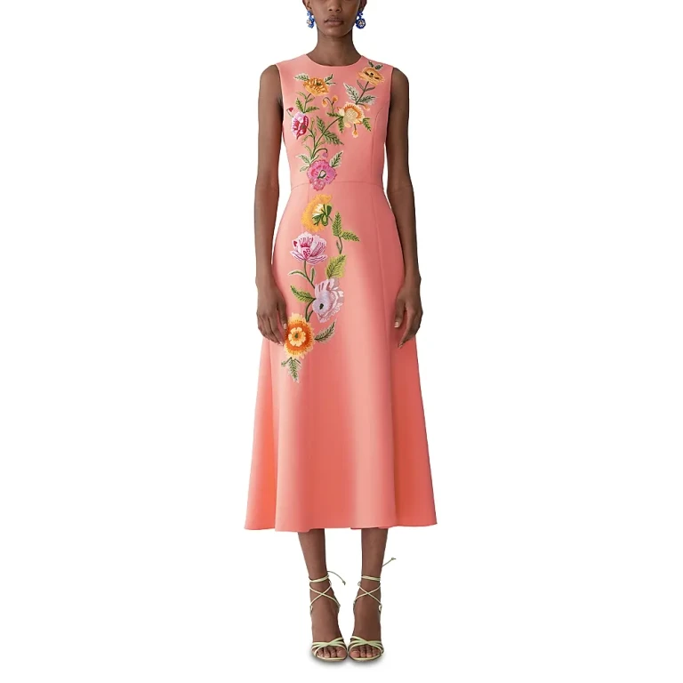 Carolina Herrera Embroidered Sleeveless Dress
