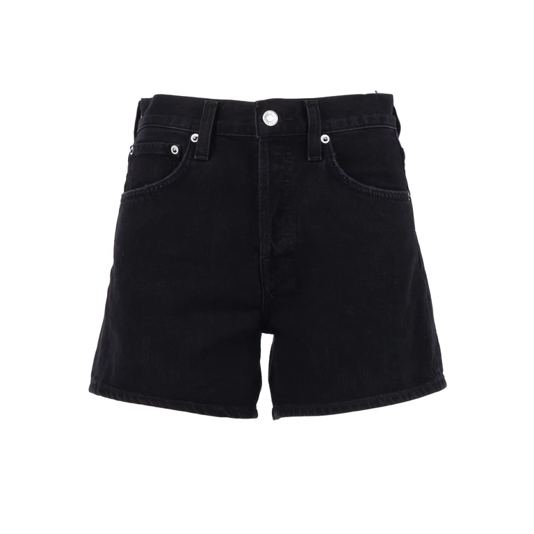 Agolde PARKER LNG LOOSE FIT VNT SHORT Black Regenerative Cotton Bermuda - Women