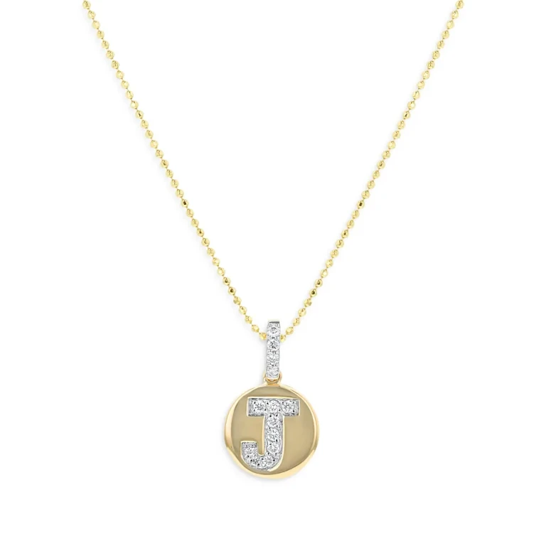 Diamond Accent Initial Pendant Necklaces in 14K Yellow Gold, 0.05-0.10 tcw