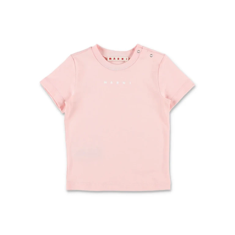 Boy's Cotton T-Shirt with Printed Logo and Shoulder Buttons (M01785M00RF0M351)