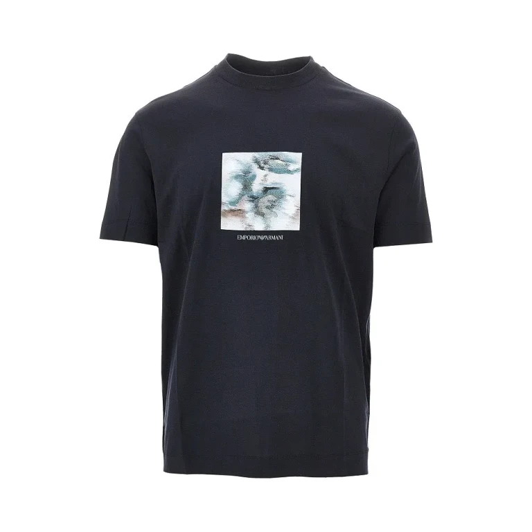 EMPORIO ARMANI Printed and embroidered lyocell-blend T-shirt Man XS