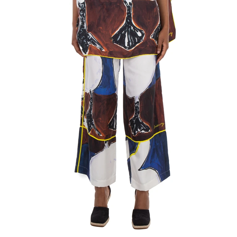 Burberry Graphic-Print Silk Flared Trousers