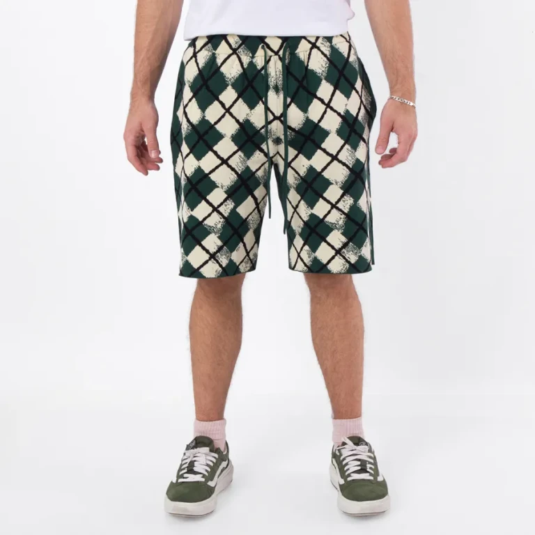 Burberry Knitted Argyle Pattern Cotton Shorts