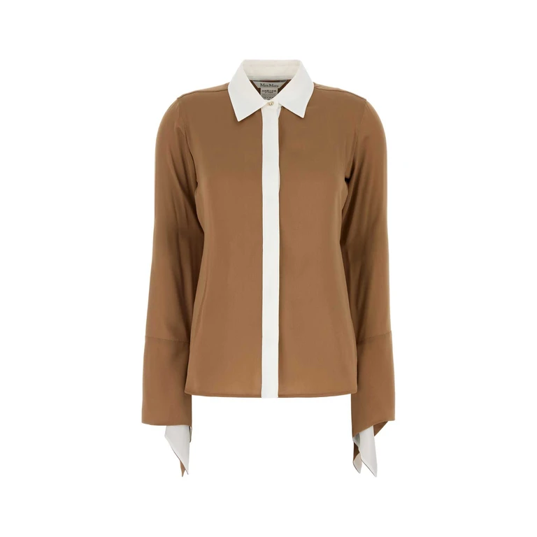 Max Mara Caramel Crepe Pio Shirt Cammello Exterior: Silk Camicie - Women