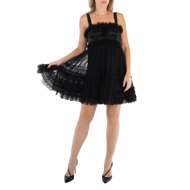 Burberry Ladies Black Tulle Corset Mini Dress
