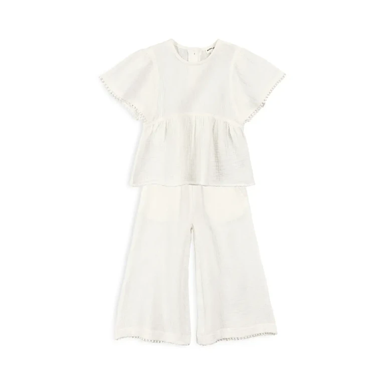 Miles The Label Girls' Flowy Top & Pants Gauze Lounge Set - Little Kid
