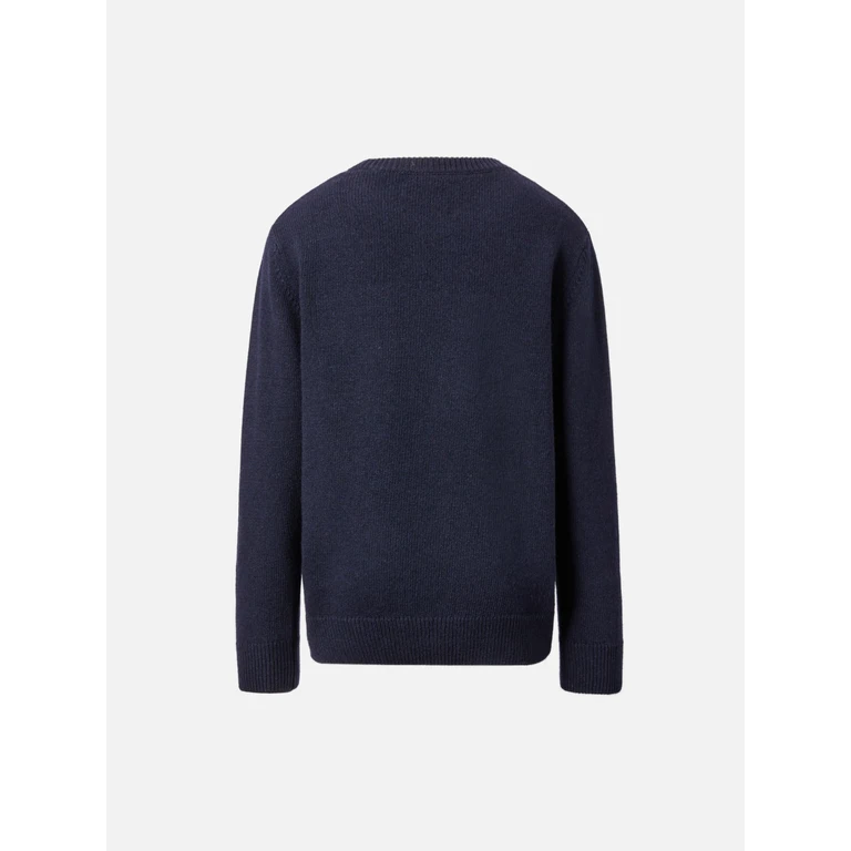 Mc2 Saint Barth Douglas Crewneck Cashmere Blend With Vacanze Di Natale Jacquard Special Edition Blue