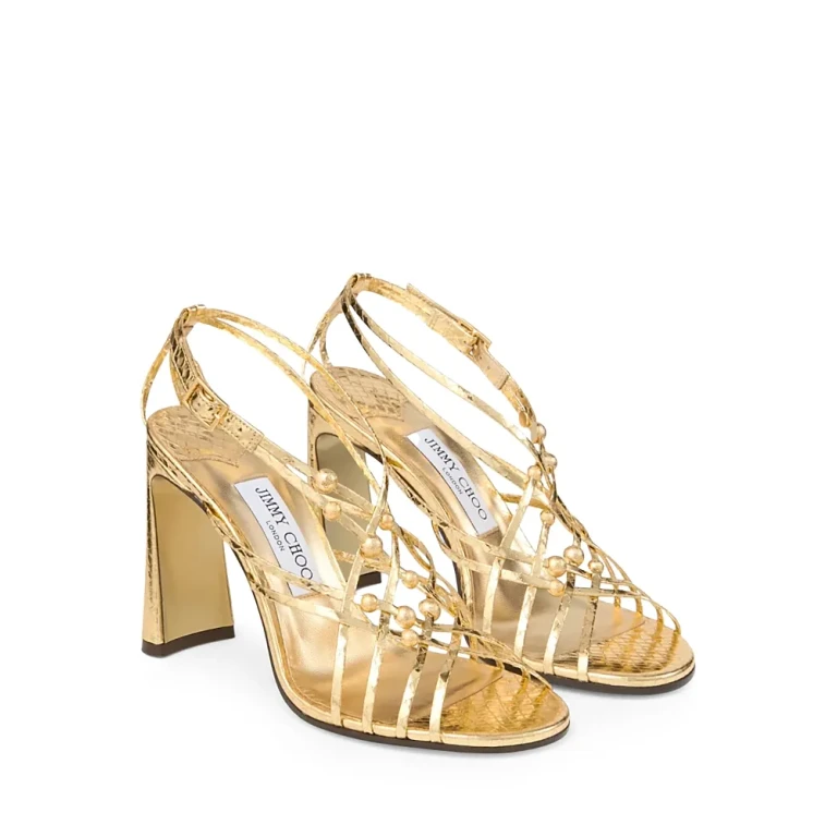 Jimmy Choo Women's Felice 95 Embellished Metallic High Heel Sandals