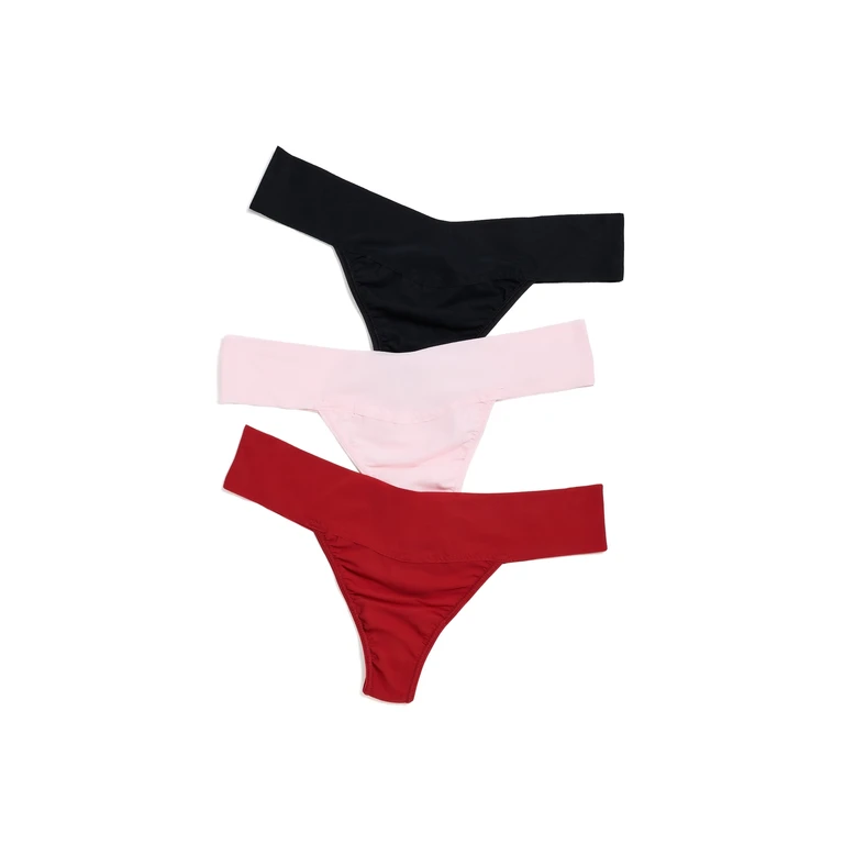 Hanky Panky BreatheSoft Natural Rise Thong Panties 3 Pack BBPC L