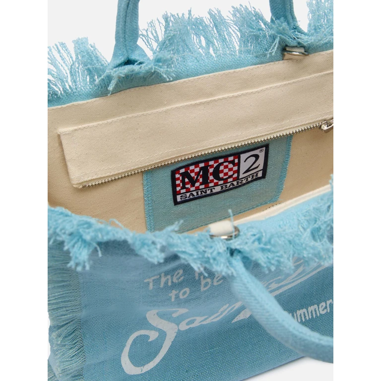 Mc2 Saint Barth Colette Light Blue Handbag Linen Bag - Unisex