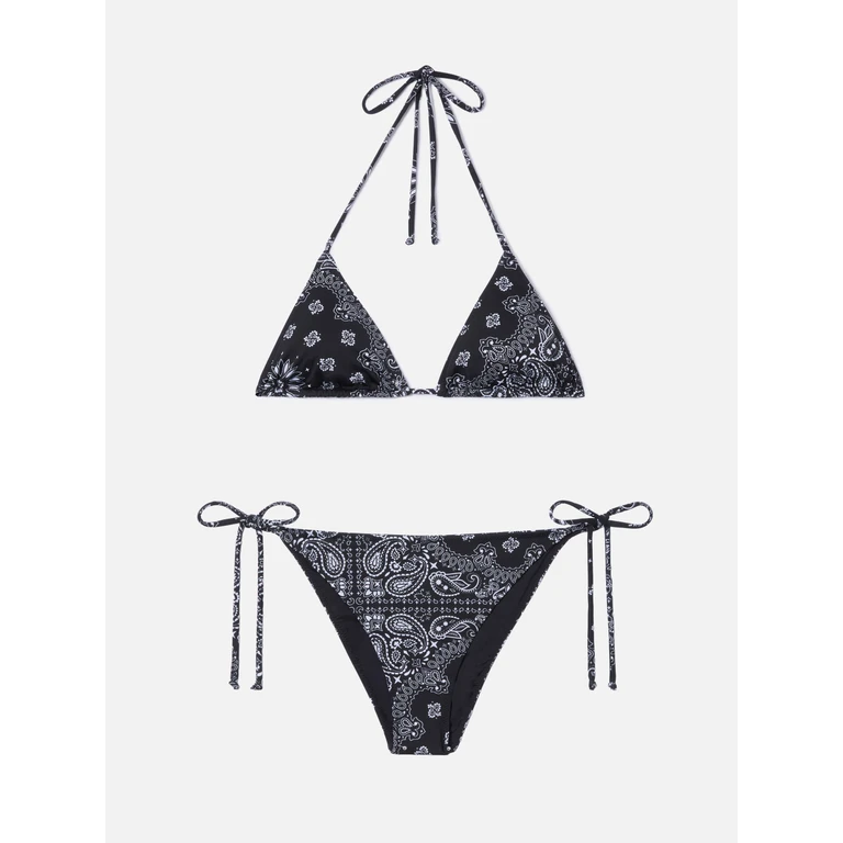 Mc2 Saint Barth Leah Teen Black Bandana Print Bikini