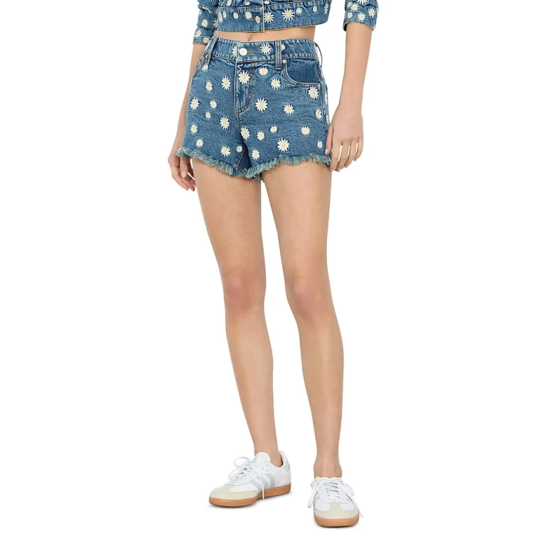 Alice and Olivia Warren Embroidered Cutoff Shorts
