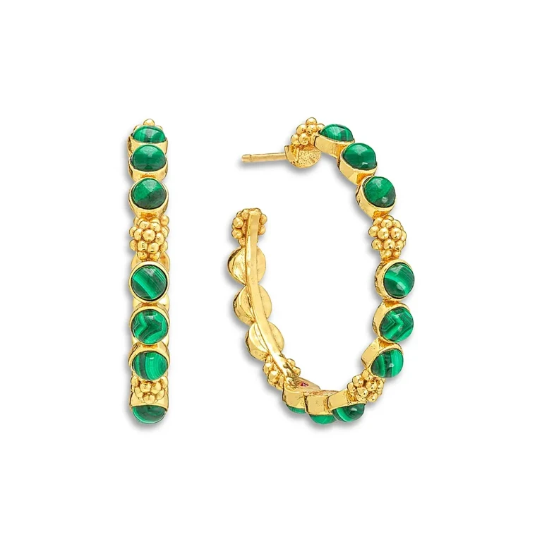 Capucine De Wulf Malachite Berry Gem Medium Hoop Earrings