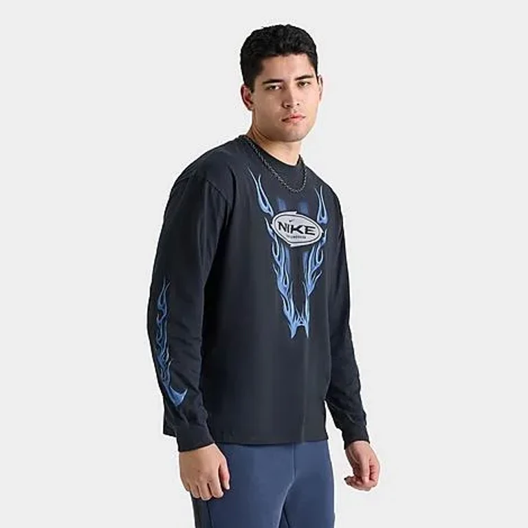 Nike Men's Sportswear Max 90 Heat Long-Sleeve T-Shirt in Off Noir Size: Small