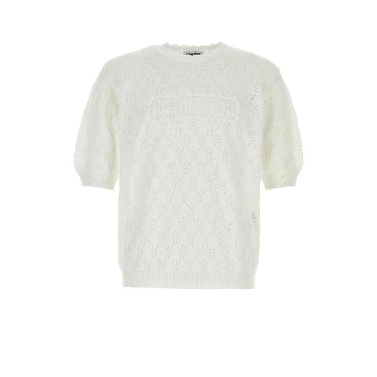 White Crochet Sweater 01_white Exterior: Cotton T-shirt - Men