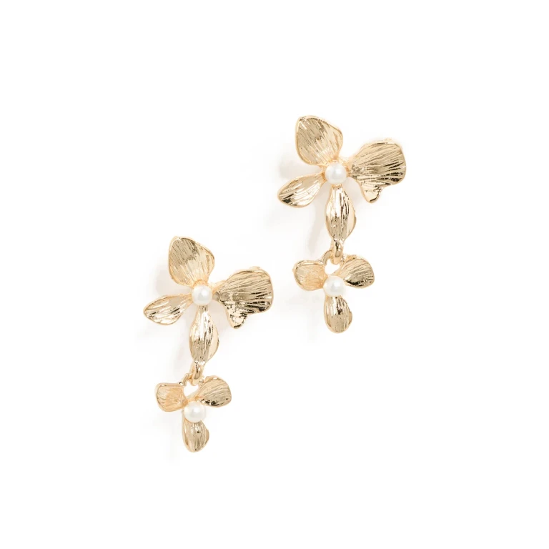 SHASHI Apana Pearl Earrings Gold One Size