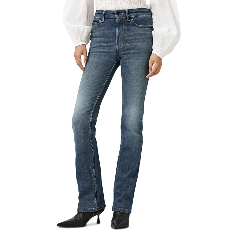 Allsaints Haldan High Rise Slim Bootcut Jeans in Washed Indigo