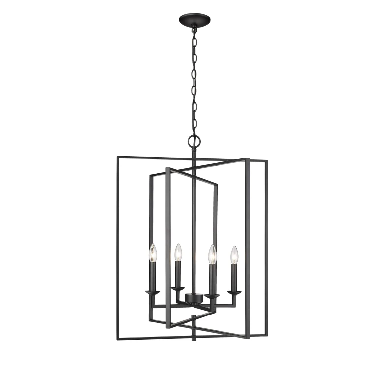 Matte Black Four Light Pendant from the Nellis Collection