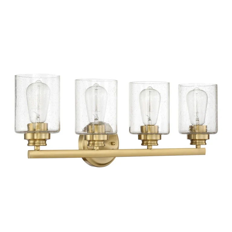 Satin Brass Four Light Vanity from the Bolden Collection