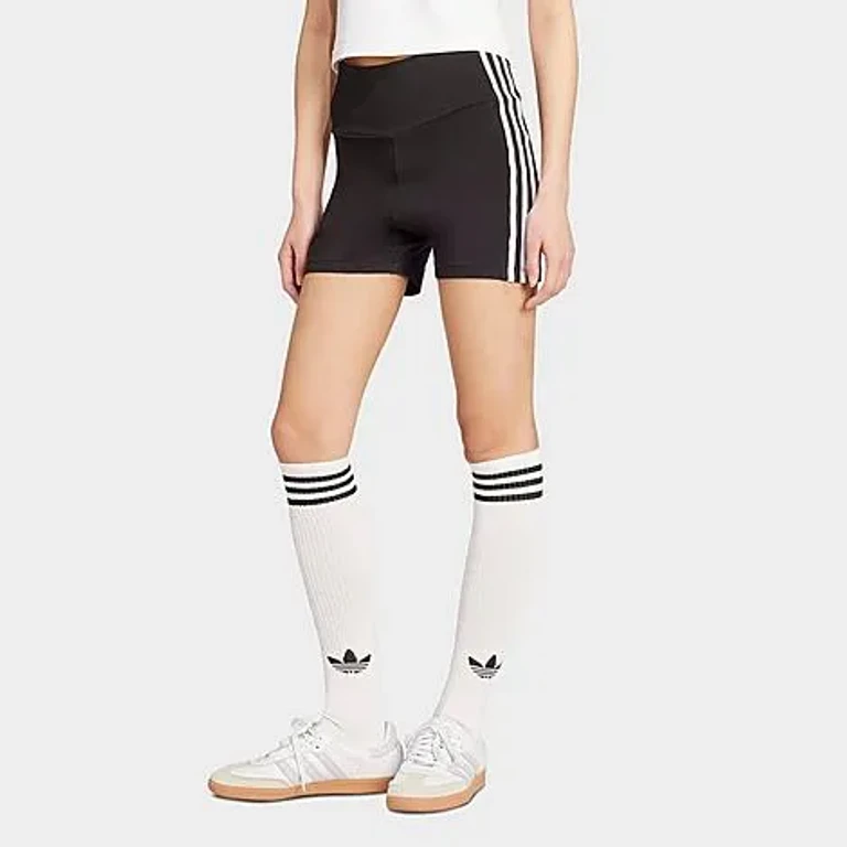 Women's Originals adicolor 3-Stripes Booty Shorts in Night Indigo/White Size: 2XS