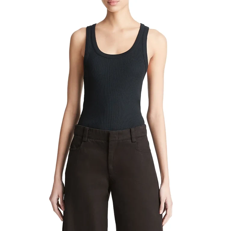 Vince Ribbed Scoop Neck Tank