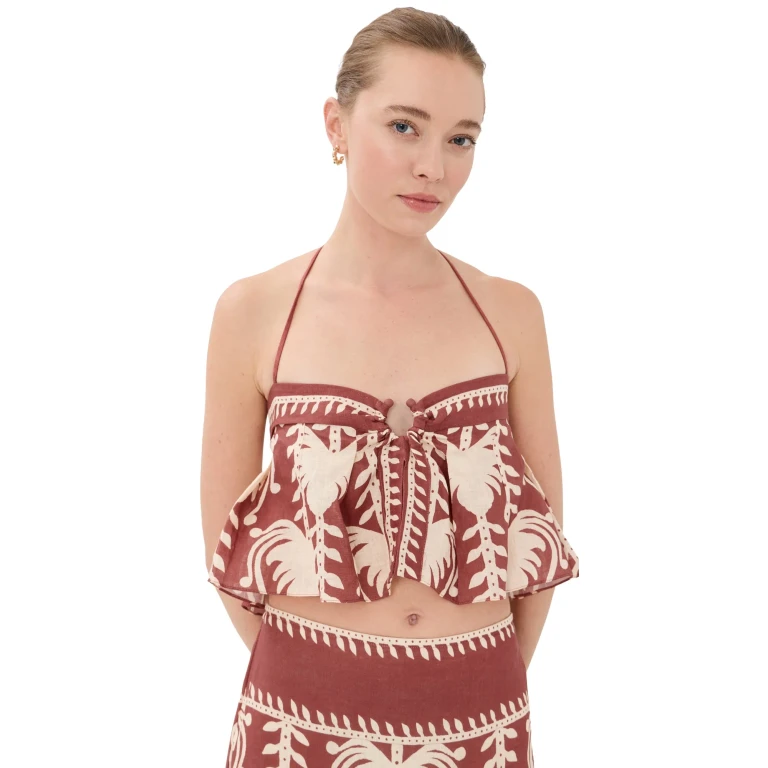 Johanna Ortiz Marsala Ecru Oceanic Top Marsala/Ecru 12