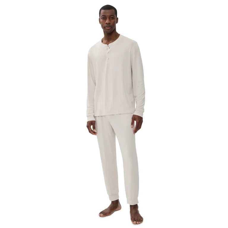 Eberjey Henry Long Pajama Set Slate Blue XS