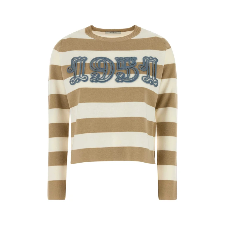 Max Mara Embroidered Wool Viterbo Sweater Sabbia Exterior: Virgin Maglieria - Women