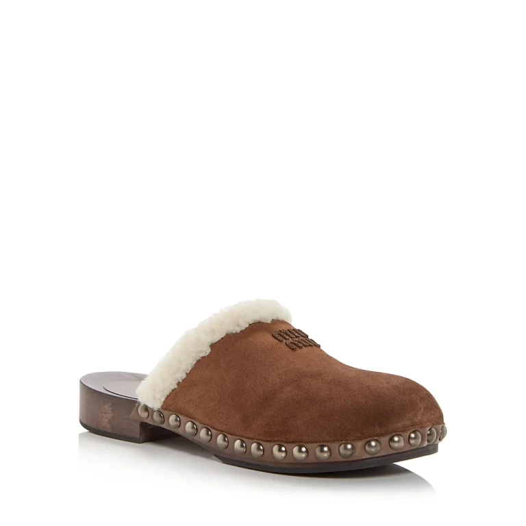 Miu Miu Mujer Moccasters Shearling Clogs