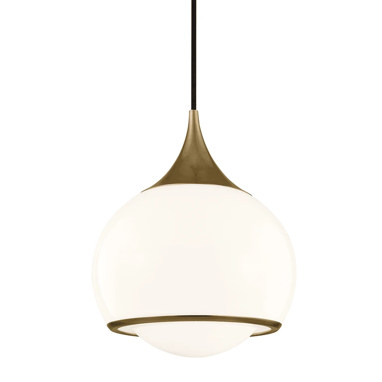 Aged Brass One Light Pendant from the Reese Collection