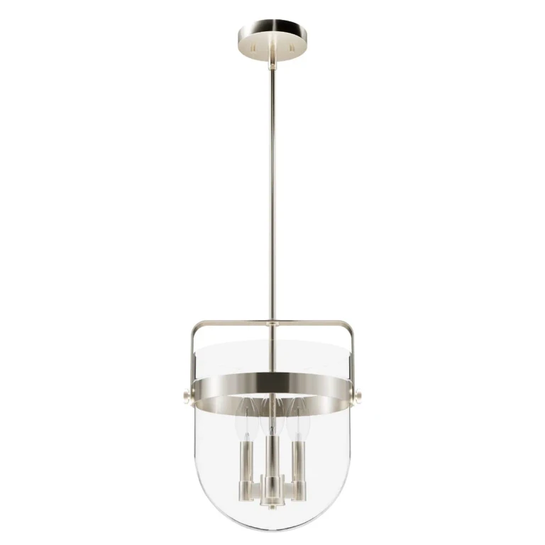Brushed Nickel Three Light Pendant from the Karloff Collection