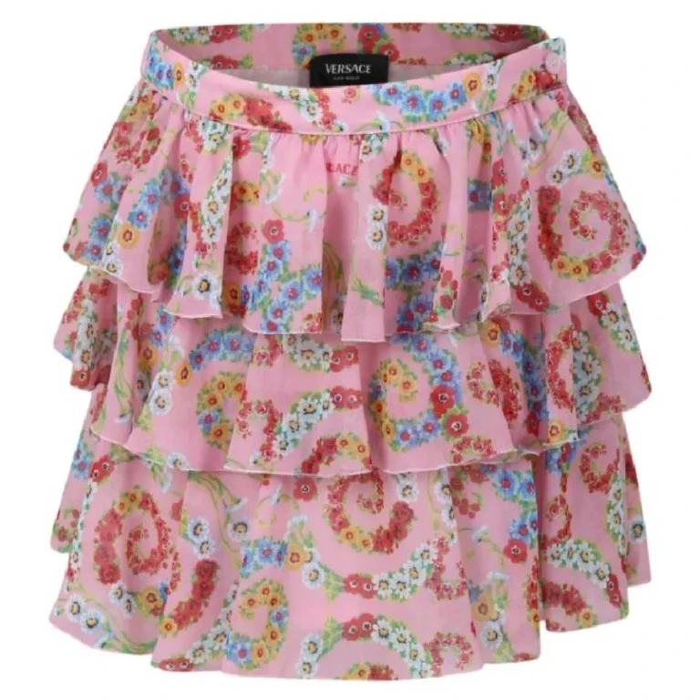 Young Versace Kids Barocco Floral Ruffle Skirt