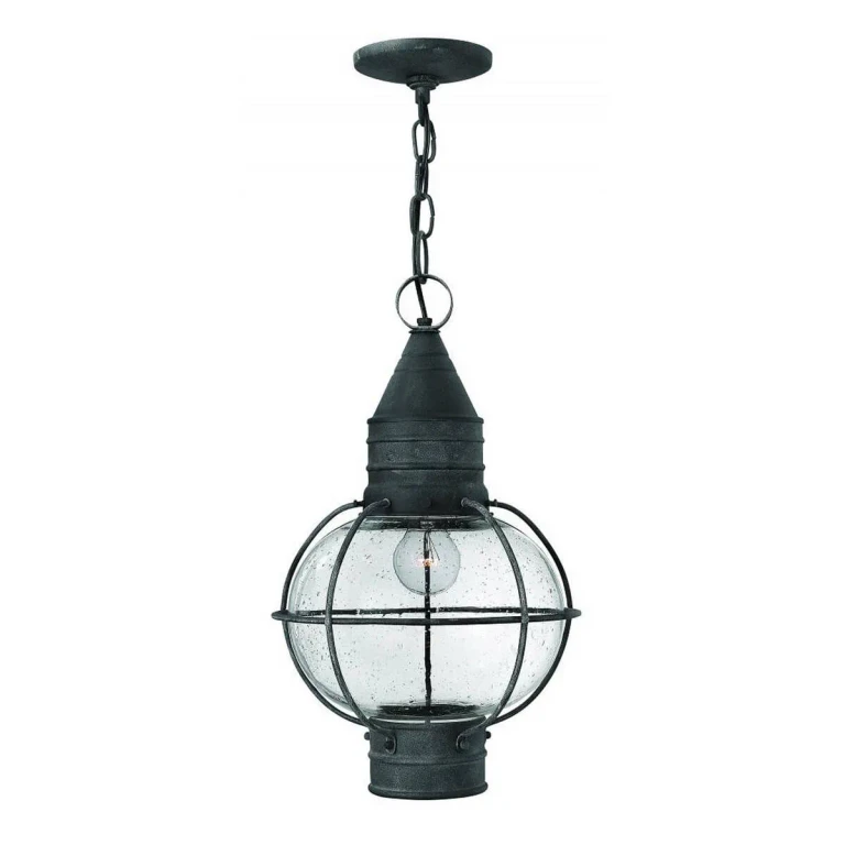 Aged Zinc LED Hanging Lantern from the Cape Cod Collection