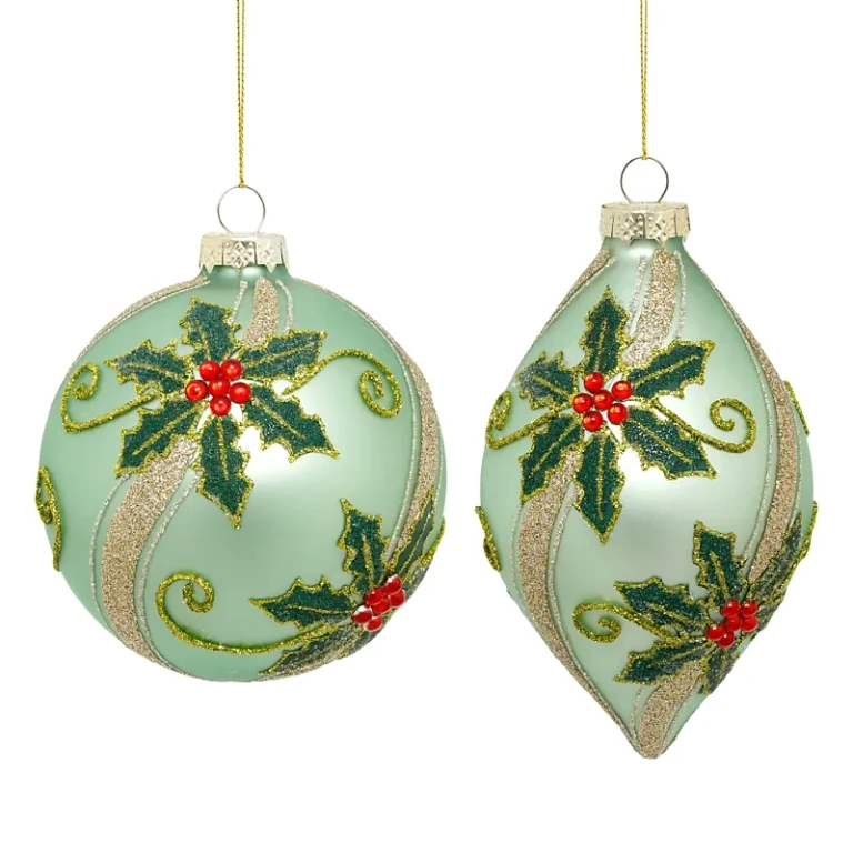 Mark Roberts Glass Holly Berry Ornaments, Set of 6