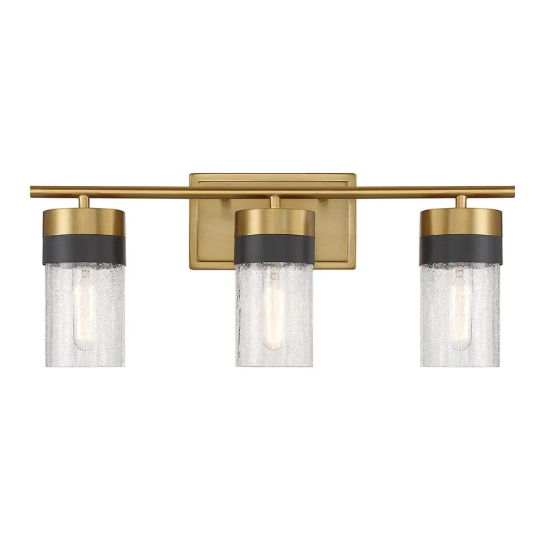 Modern Bathroom Vanity Light in Warm Brass and Black