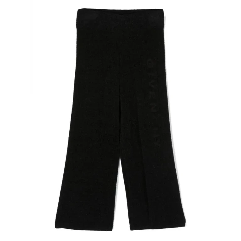 Givenchy Kids Logo Embroidered Wide Leg Trousers