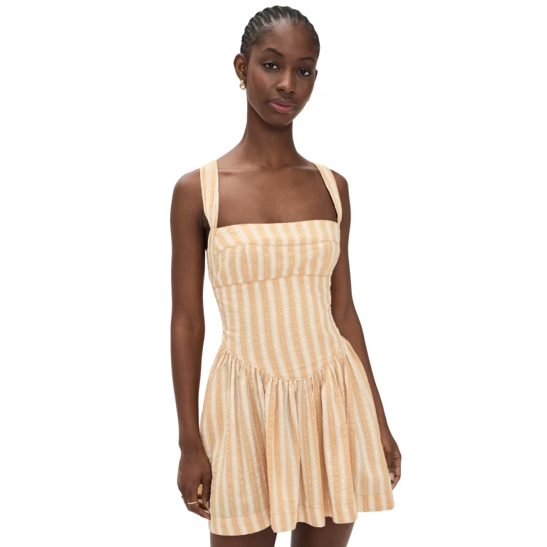 Free People Laurel Mini Dress Neutral Combo XS